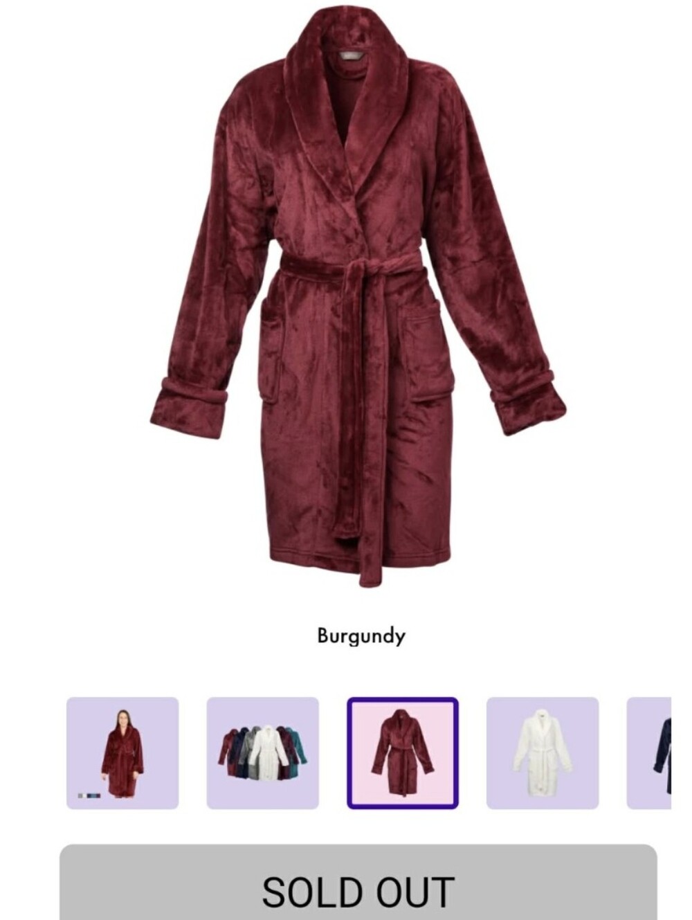 Plush Velvet Robe in Burgundy